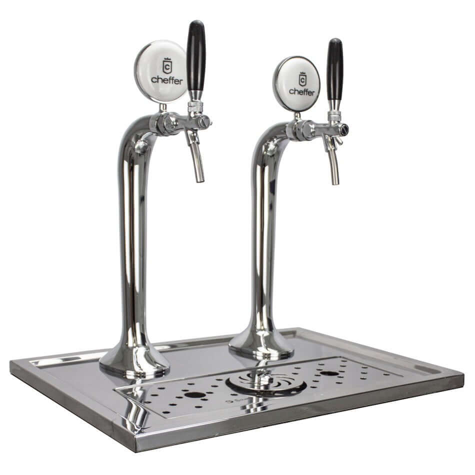 Chopeira Naja com 2 torneiras, design moderno e eficiente para servir duas bebidas em temperaturas diferentes.